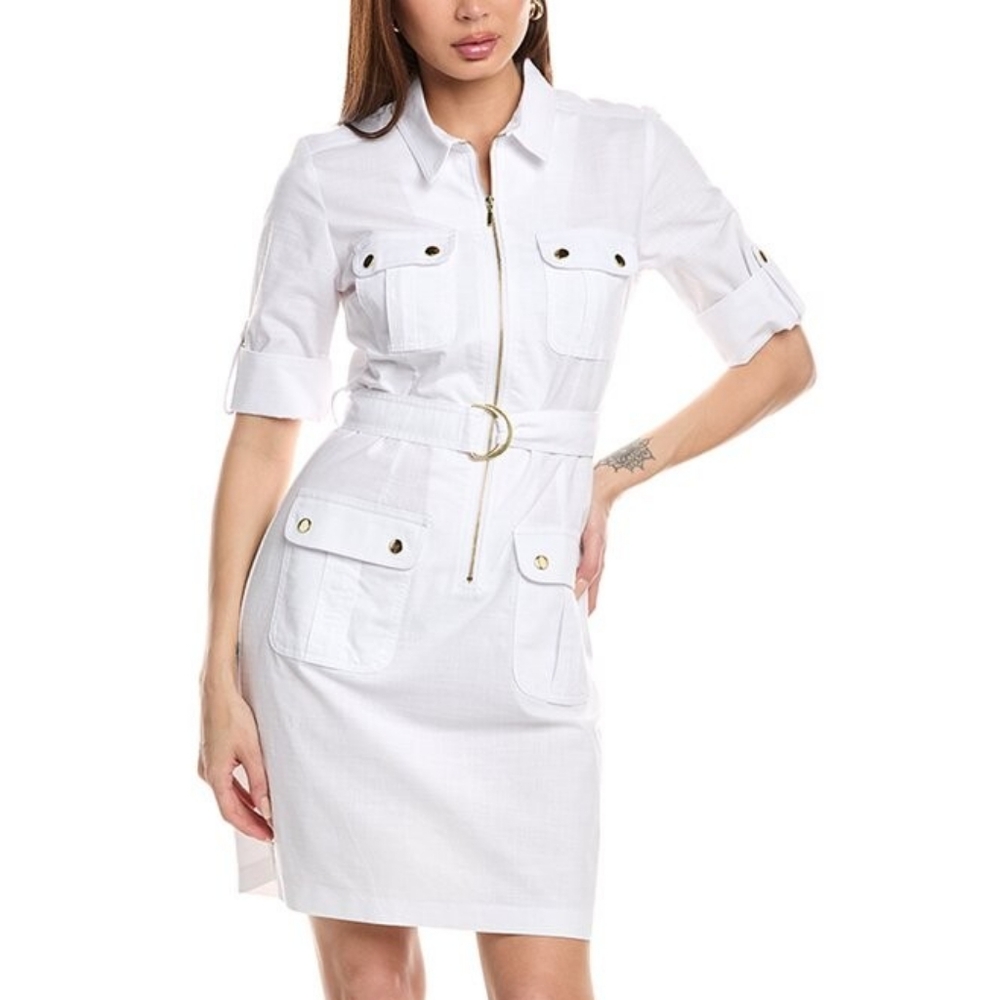 Sharagano Cream Utility Jacket with Sturdy Fabric